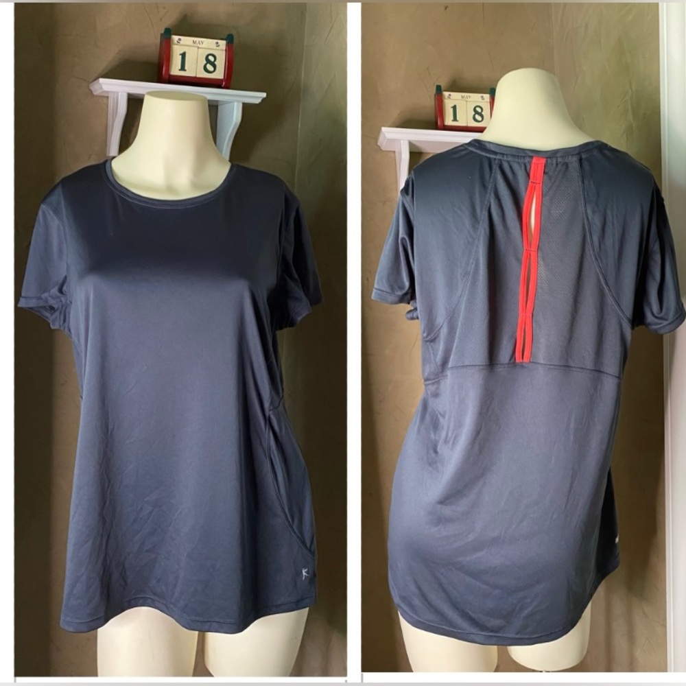 Danskin Now Semi-Fitted Grey Workout T-Shirt - Women's X Large (16-18)